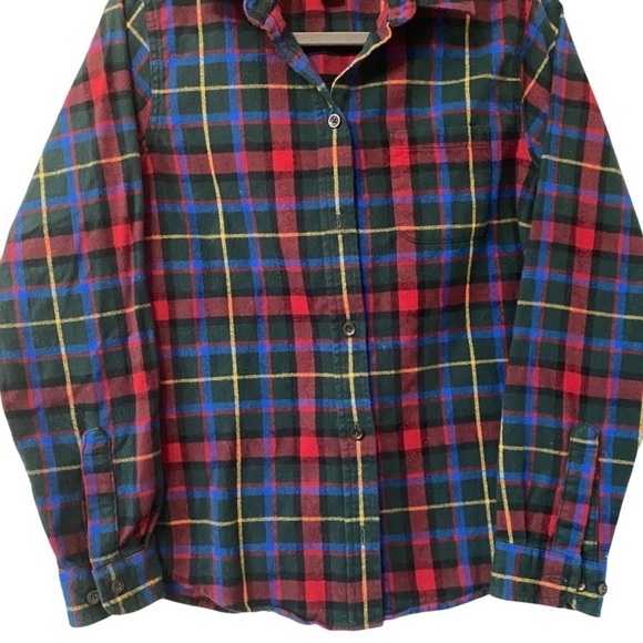 L.L. BEAN Plaid 100% Cotton Button Down Long Sleeve Flannel Over Shirt - Picture 4 of 8